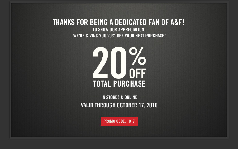 abercrombie and fitch promo code